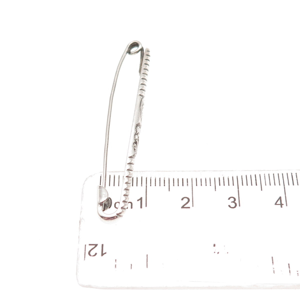 925 Sterling Silver Antique Art Deco Floral Oxidized Bar Pin Brooch
