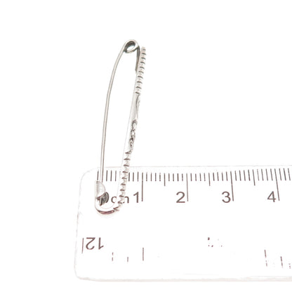 925 Sterling Silver Antique Art Deco Floral Oxidized Bar Pin Brooch
