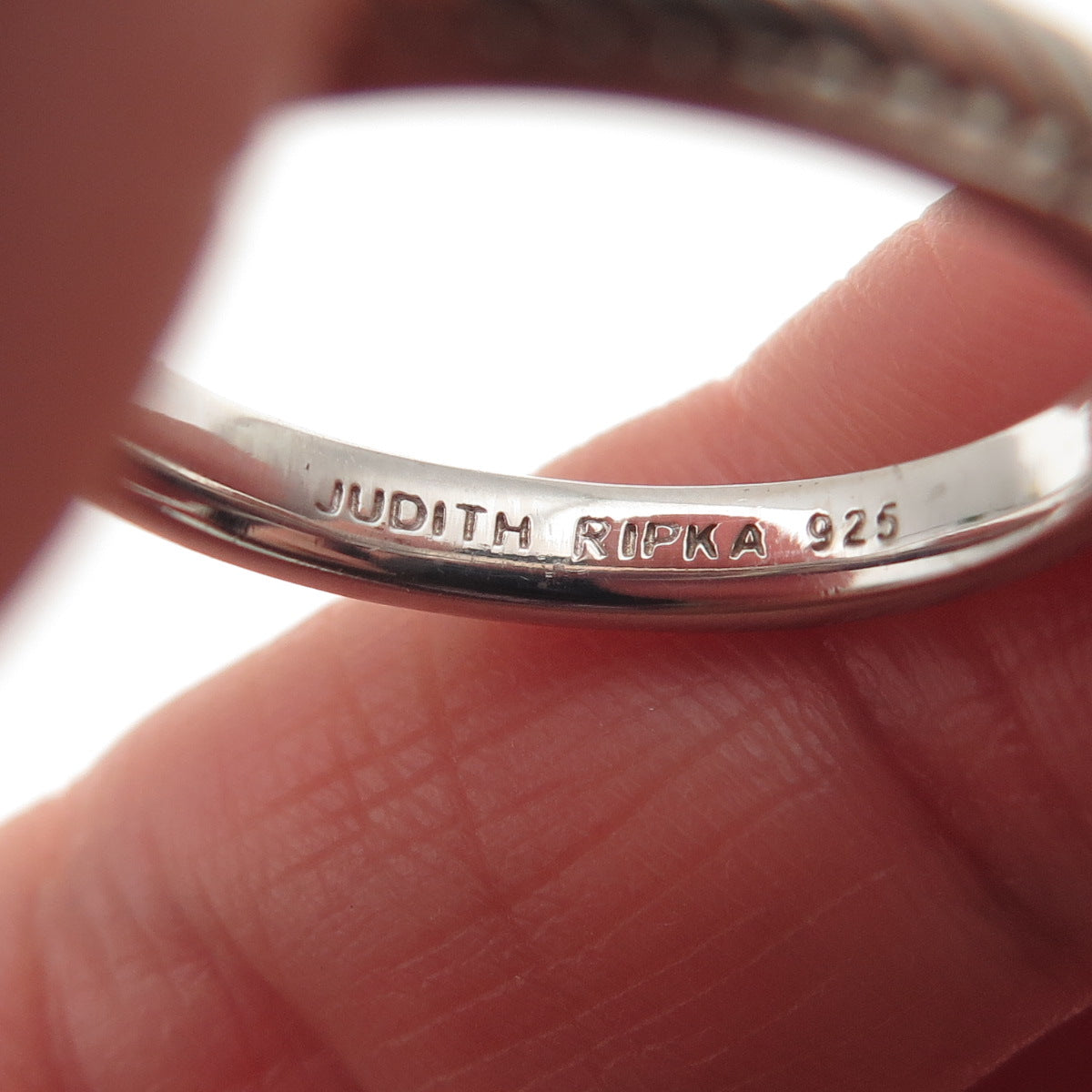 JUDITH RIPKA 925 Sterling Silver Vintage Ribbed Band Ring Size 9