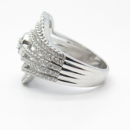 925 Sterling Silver Pave C Z Ring Size 8.25