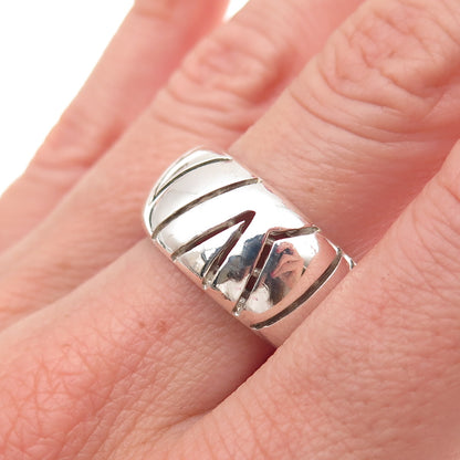 Bachrach 925 Sterling Silver Vintage Modernist V-Shape Ring Size 9