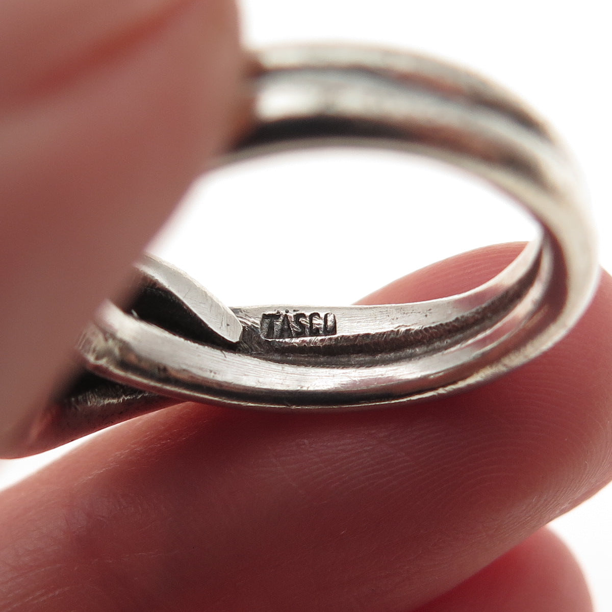 Tasco 925 Sterling Silver Vintage Modernist Oxidized Ring Size 6.75