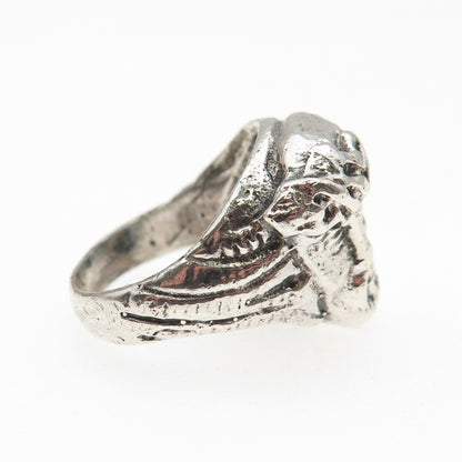 925 Sterling Silver Vintage Jesus Oxidized Ring Size 6.75