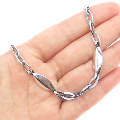 925 Sterling Silver Vintage Italy Modernist Chain Oxidized Necklace 16"