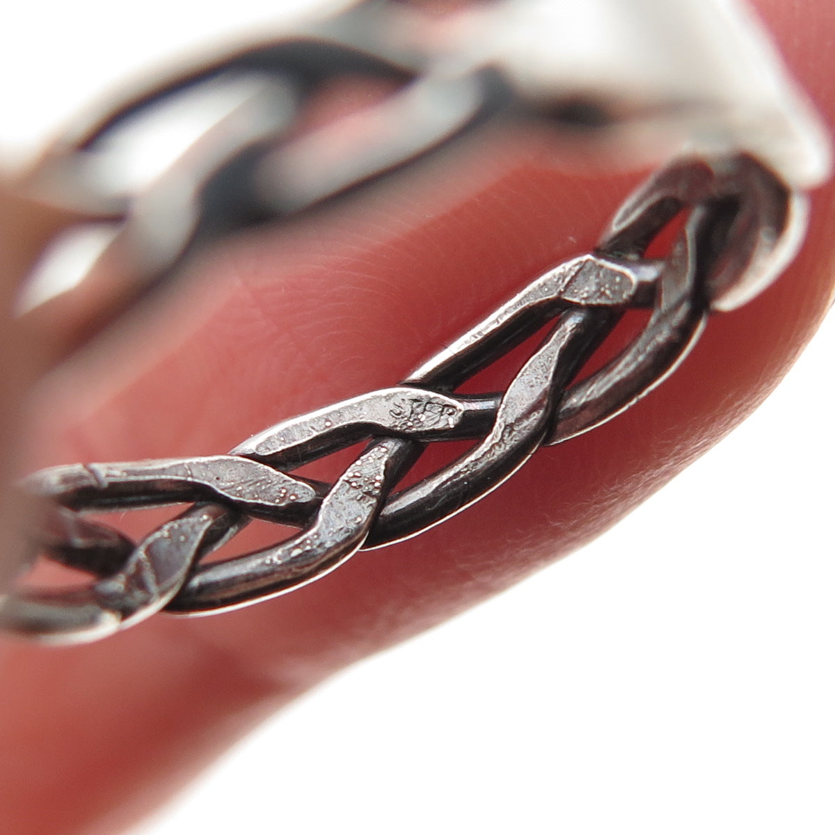 925 Sterling Silver Vintage Celtic Braided Oxidized Band Ring Size 6.75