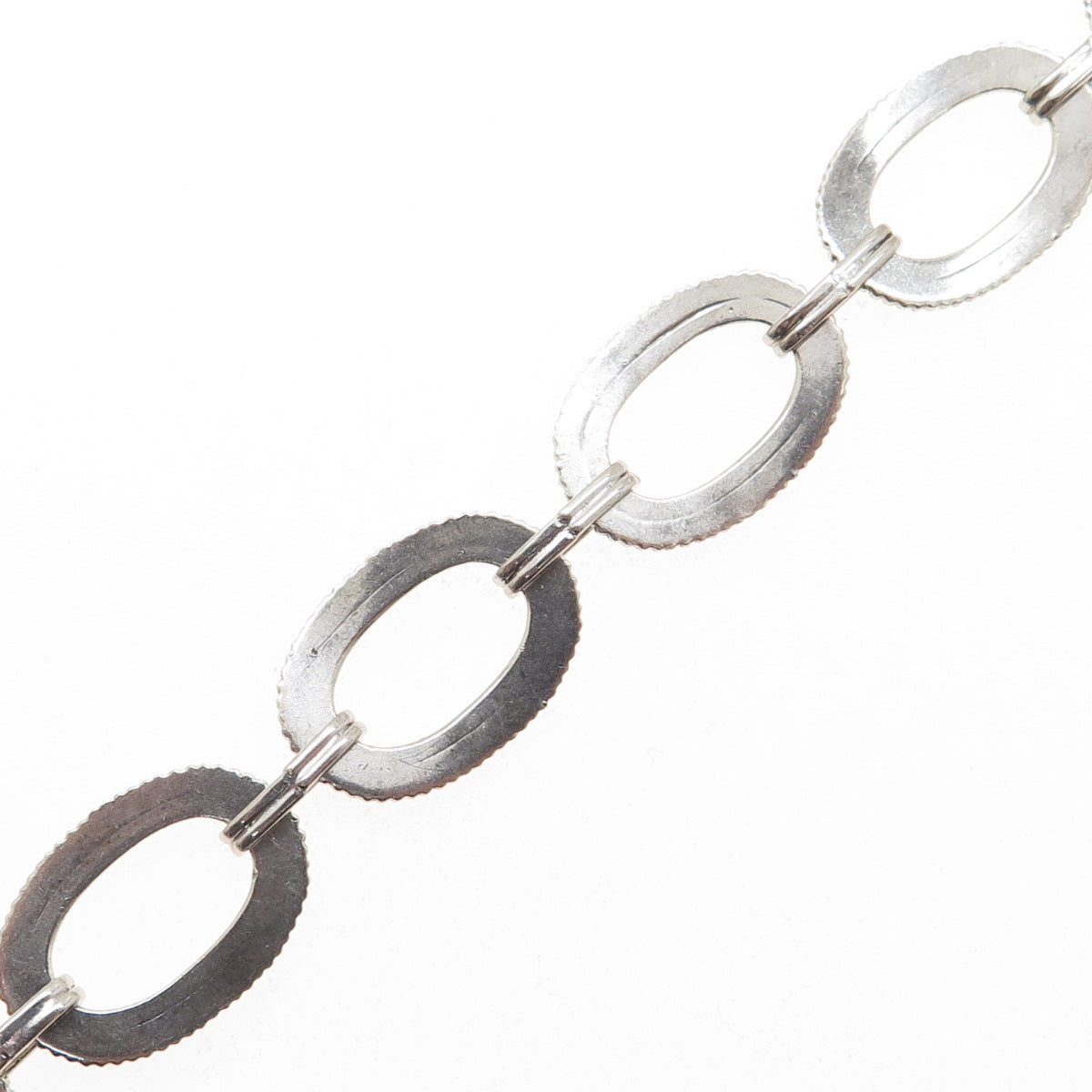 W. E. RICHARDS 925 Sterling Silver Antique Art Deco Oval Link Bracelet 6.25"