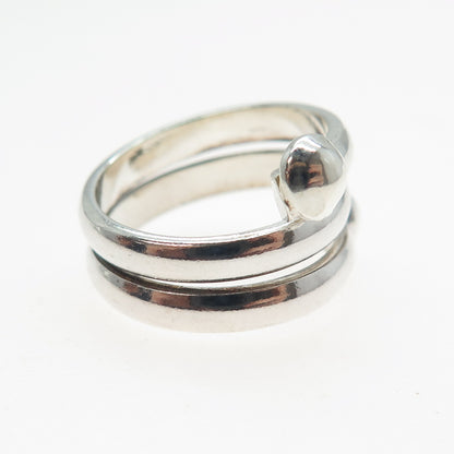 925 Sterling Silver Vintage Modernist Spiral Adjustable Ring Size 5.75