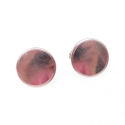 Wells 925 Sterling Silver Antique Art Deco Round Disc Screw Back Earrings