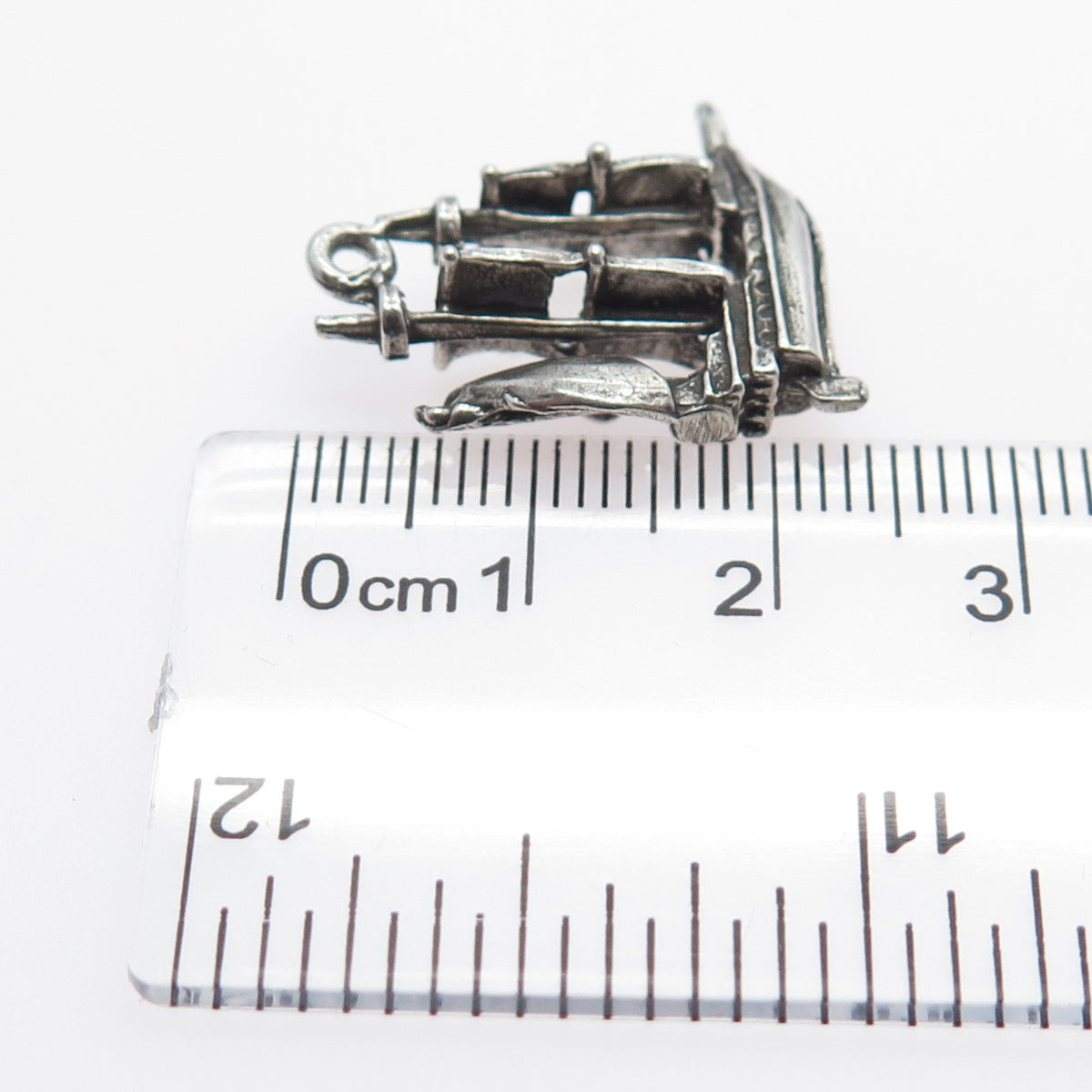 925 Sterling Silver Vintage Sailing Ship Minimalist 3D Charm Pendant