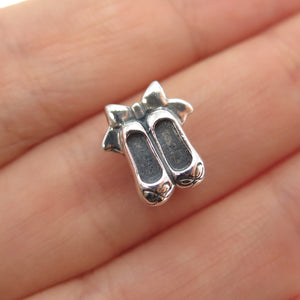 CHAMILIA 925 Sterling Silver Ballet Bow Shoes Slide Bead Charm