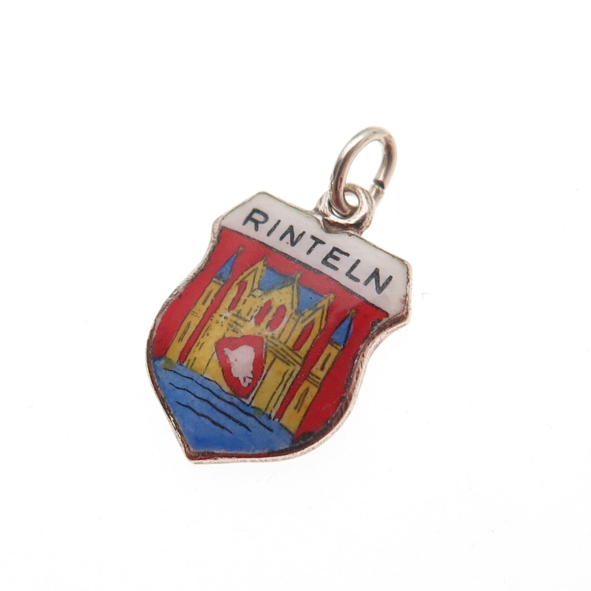 Fritz Reu & Co. 800 Silver Vintage Enamel Rinteln Mini Charm Pendant