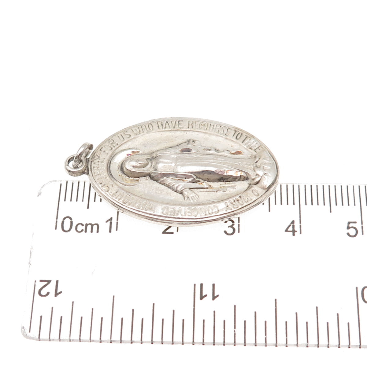 925 Sterling Silver Vintage St. Mary Miraculous Religious Charm Pendant