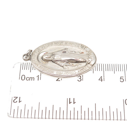 925 Sterling Silver Vintage St. Mary Miraculous Religious Charm Pendant
