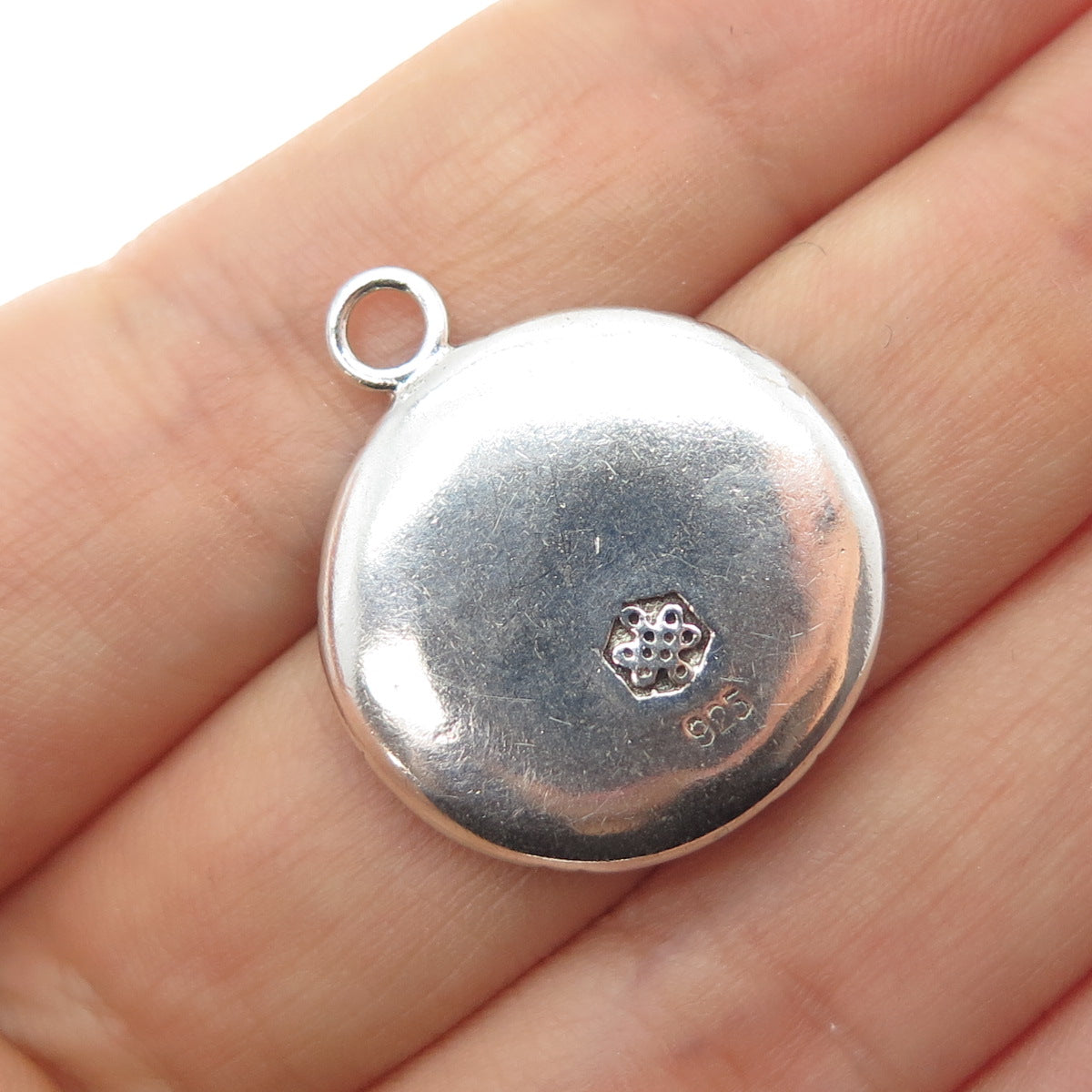 925 Sterling Silver Vintage Semper Fidelis Seal Stamp Oxidized Charm Pendant