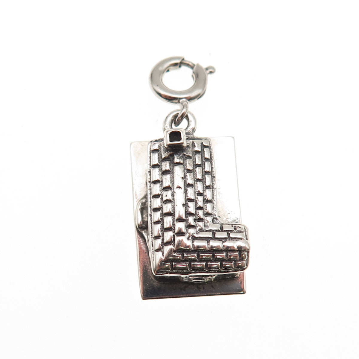 JewelArt 925 Sterling Silver Vintage Cabin Spring Ring 3D Charm Pendant