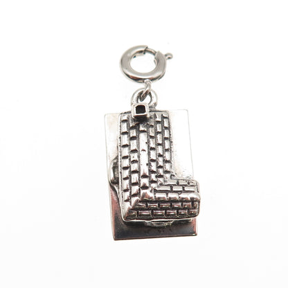 JewelArt 925 Sterling Silver Vintage Cabin Spring Ring 3D Charm Pendant