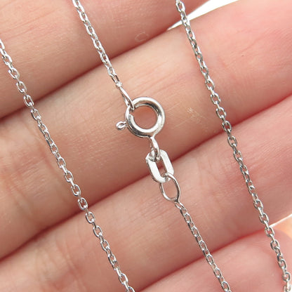 925 Sterling Silver Italy Pave C Z Letter "I" Initial Cable Chain Necklace 16"