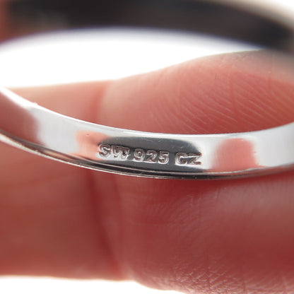 925 Sterling Silver Round-Cut C Z Engagement Ring Size 7.25