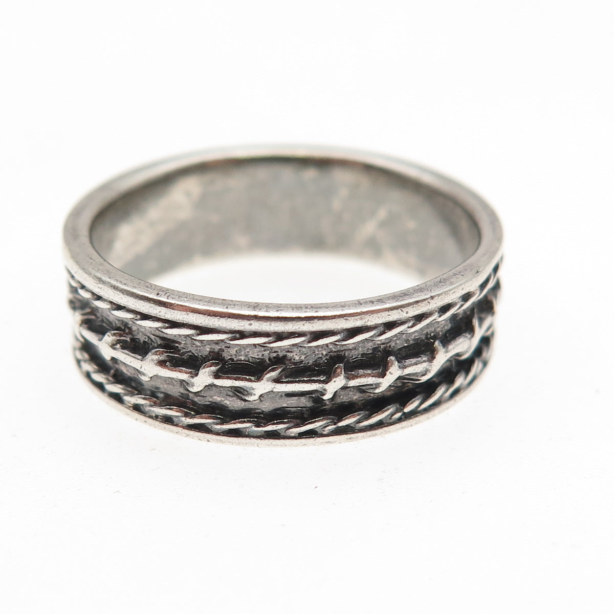 925 Sterling Silver Vintage Wire Oxidized Band Ring Size 8.5