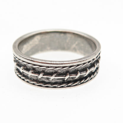 925 Sterling Silver Vintage Wire Oxidized Band Ring Size 8.5