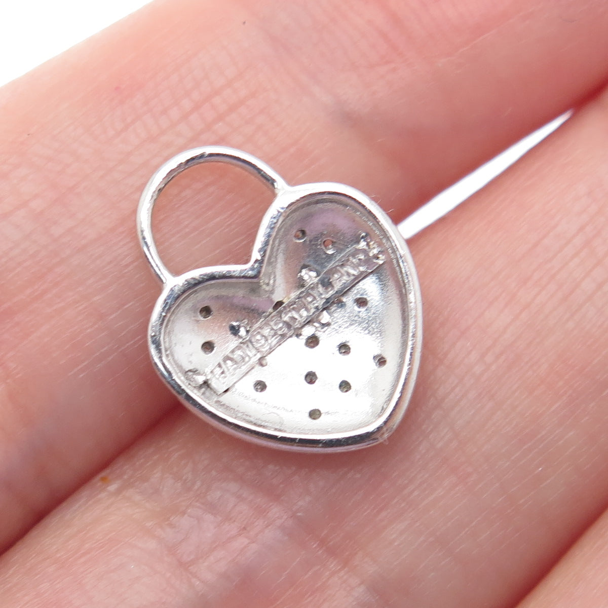 FADI 925 Sterling Silver Real Round-Cut Diamond Heart Minimalist Charm Pendant