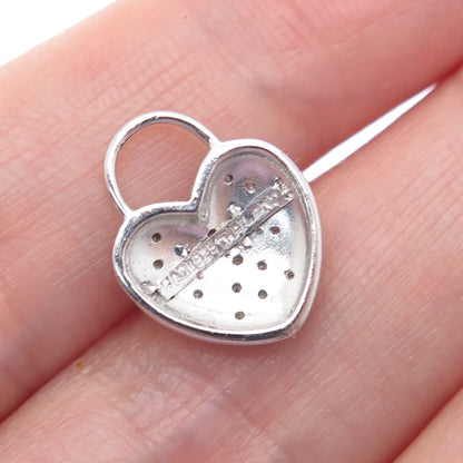 FADI 925 Sterling Silver Real Round-Cut Diamond Heart Minimalist Charm Pendant