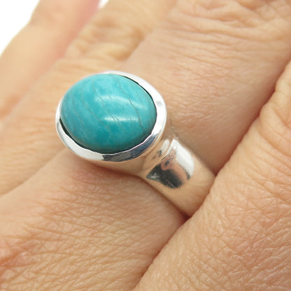 925 Sterling Silver Vintage Real Turquoise Gemstone Ring Size 7