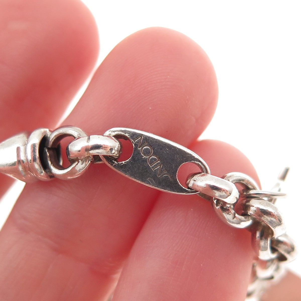 925 Sterling Silver Vintage London Ship’s Flags I Love You Charm Bracelet 7.75"