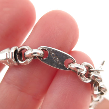 925 Sterling Silver Vintage London Ship’s Flags I Love You Charm Bracelet 7.75"