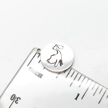 925 Sterling Silver USA Two In Town Stork Charm Pendant