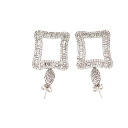 925 Sterling Silver Tapered Baguette & Round-Cut C Z Dangle Earrings