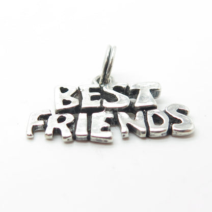 925 Sterling Silver Vintage "BEST FRIENDS" Charm Pendant