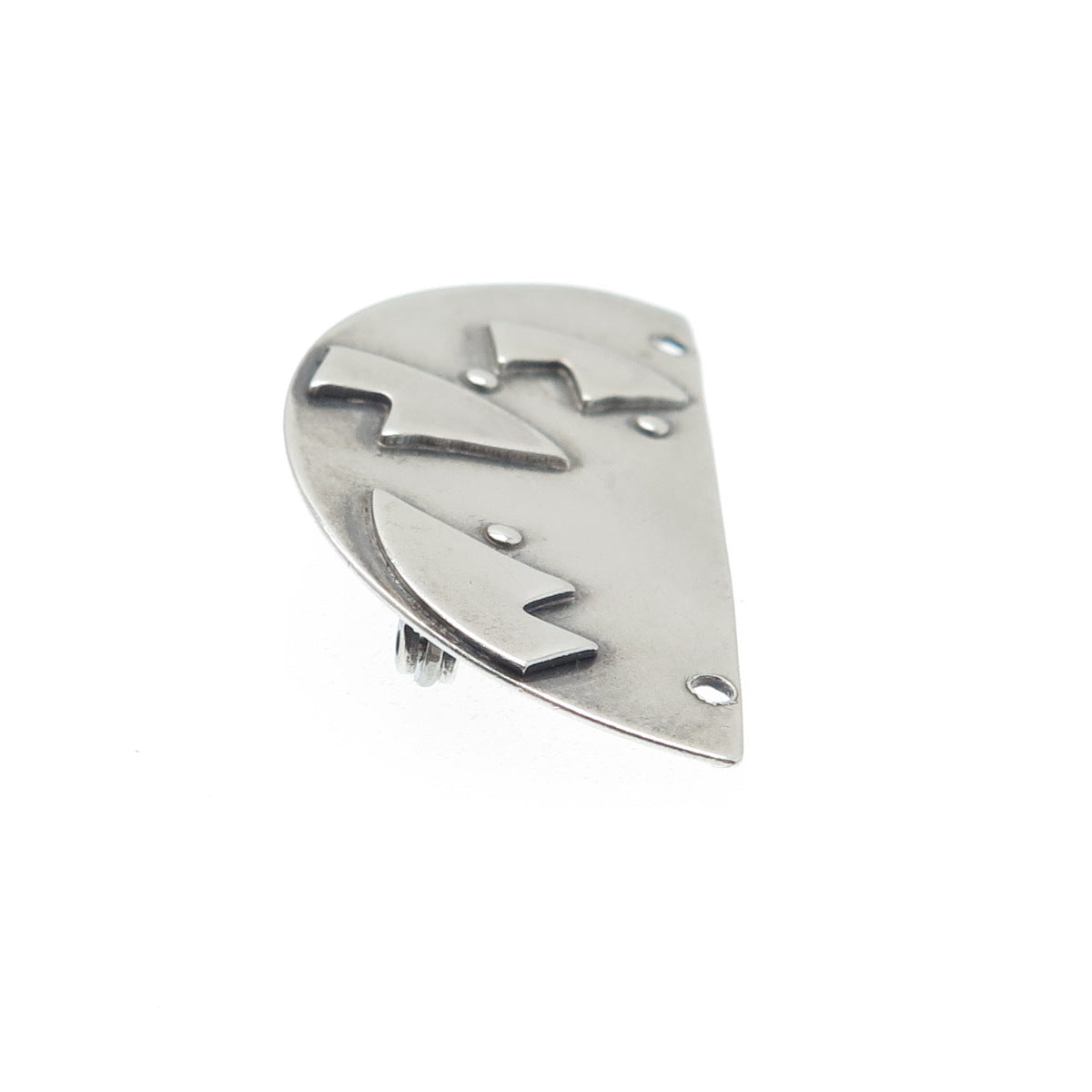 925 Sterling Silver Vintage Modernist Pin Brooch / Centerpiece Pendant