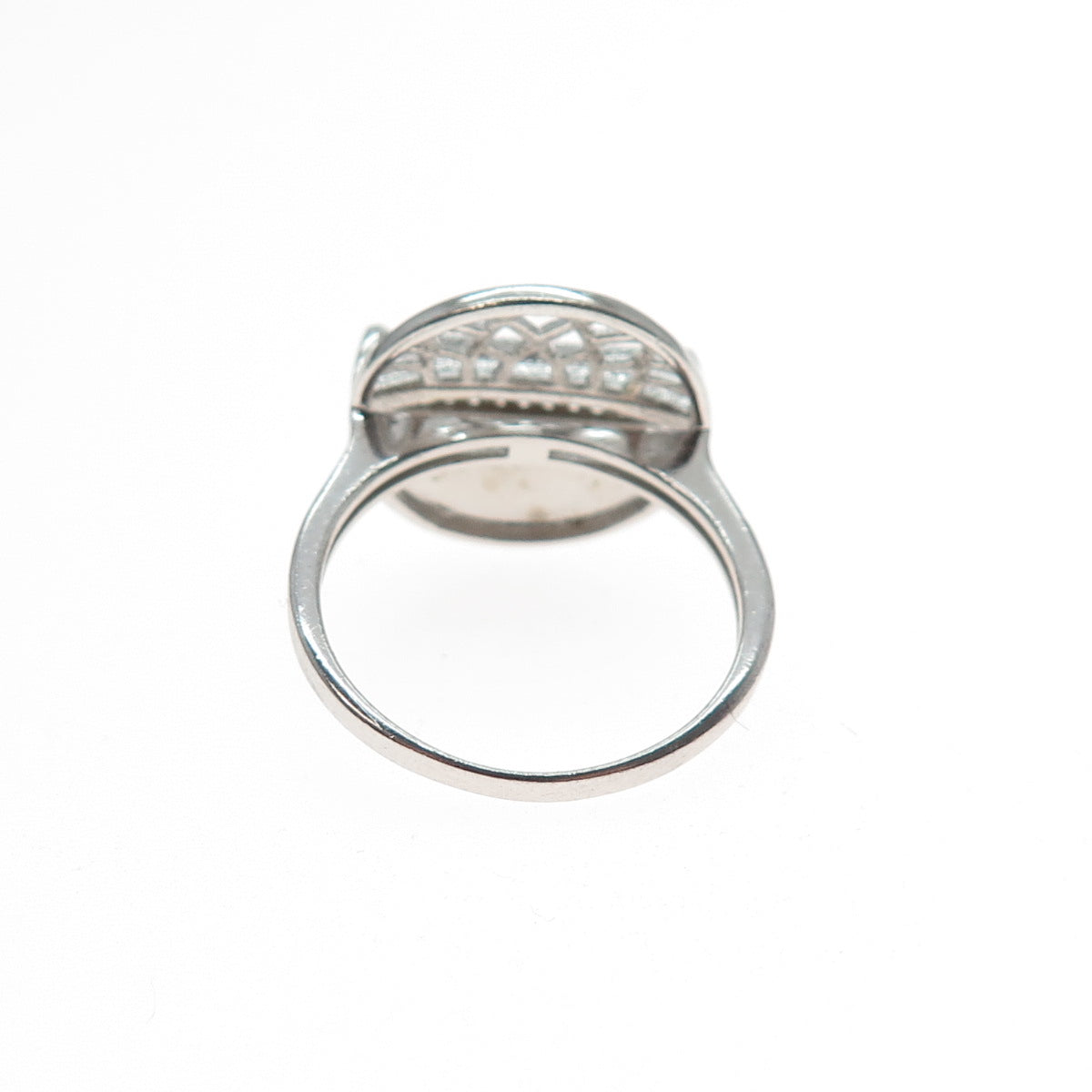 925 Sterling Silver Round-Cut C Z Modernist Lotus Ring Size 7