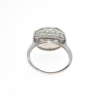 925 Sterling Silver Round-Cut C Z Modernist Lotus Ring Size 7