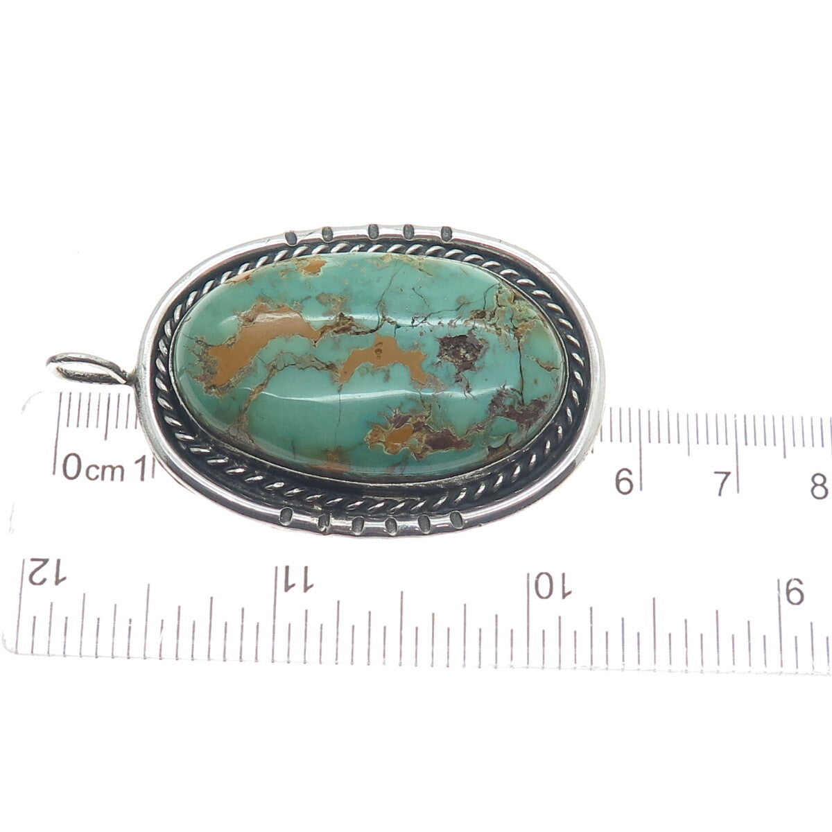 Old Pawn Sterling Silver Vintage Southwestern Royston Turquoise Tribal Pendant
