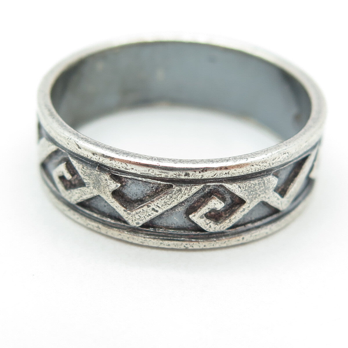 SHUBE 925 Sterling Silver Vintage Spiral Band Oxidized Ring Size 12.25