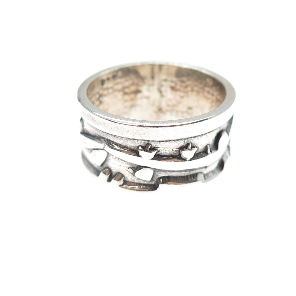 925 Sterling Silver Vintage Modernist Oxidized Band Ring Size 8