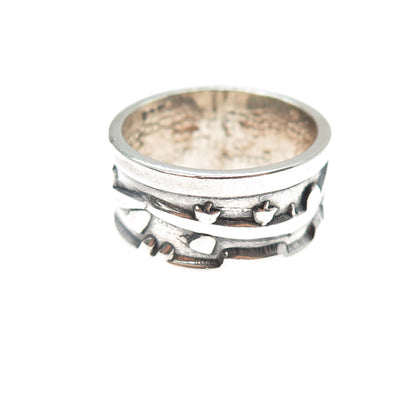 925 Sterling Silver Vintage Modernist Oxidized Band Ring Size 8
