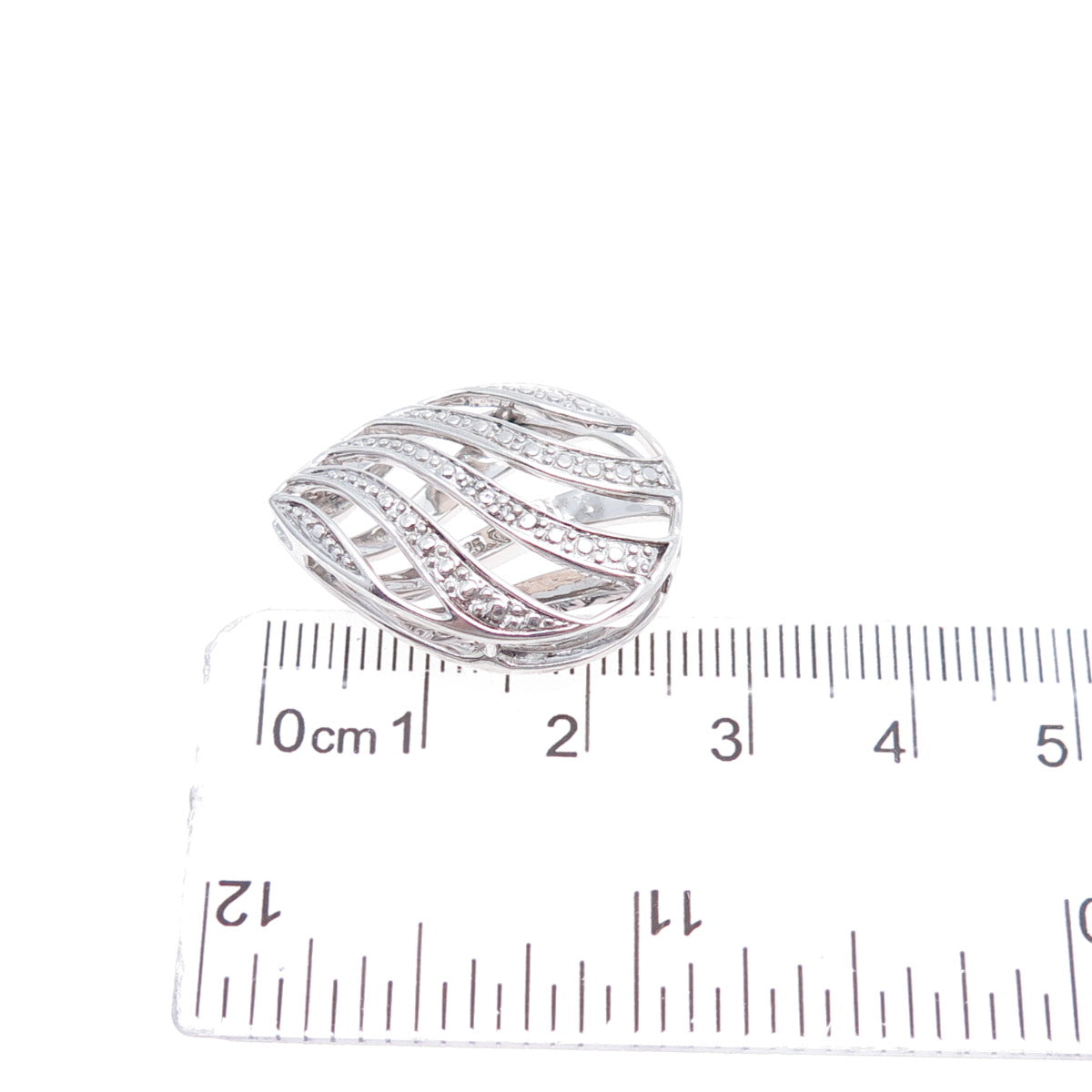 925 Sterling Silver Real Diamond Accent Teardrop Slide Charm Pendant