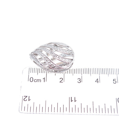 925 Sterling Silver Real Diamond Accent Teardrop Slide Charm Pendant