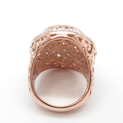 ROSS SIMONS 925 Sterling Silver Rose Gold Plated Diamond Accent Ring Size 6.25