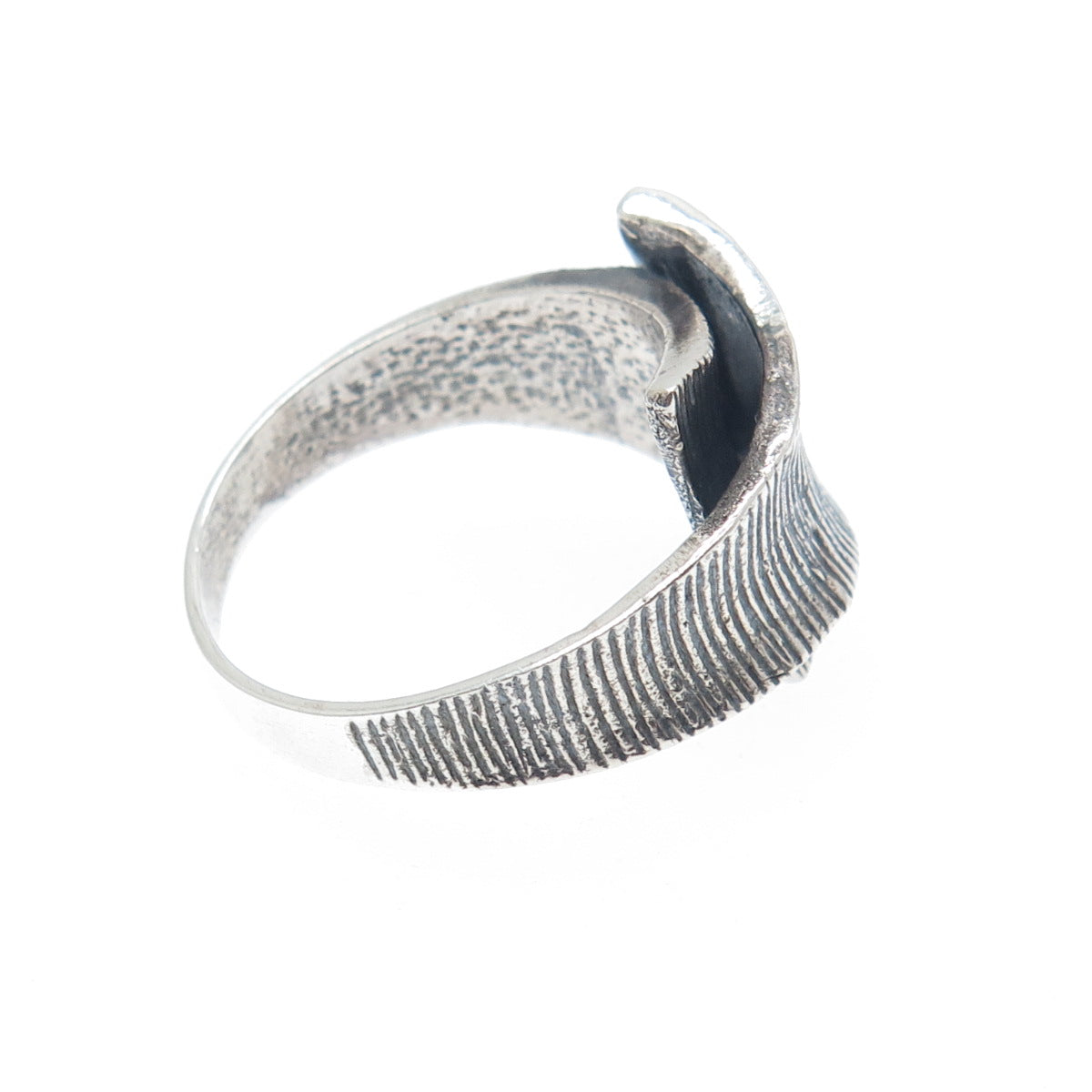 925 Sterling Silver Vintage Modernist Oxidized Ring Size 9.5
