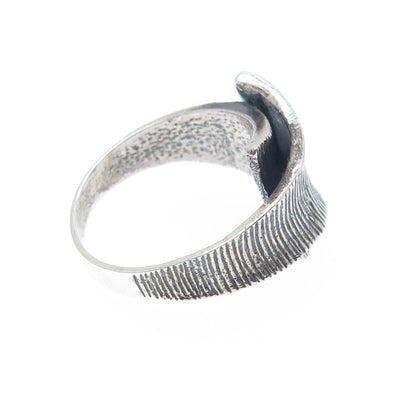 925 Sterling Silver Vintage Modernist Oxidized Ring Size 9.5