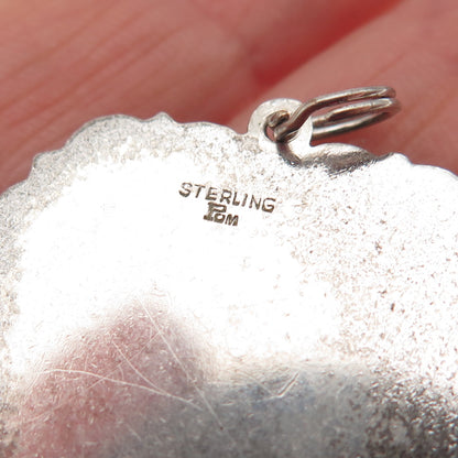 925 Sterling Silver Vintage POM Rhinestone I Love You Heart Charm Pendant
