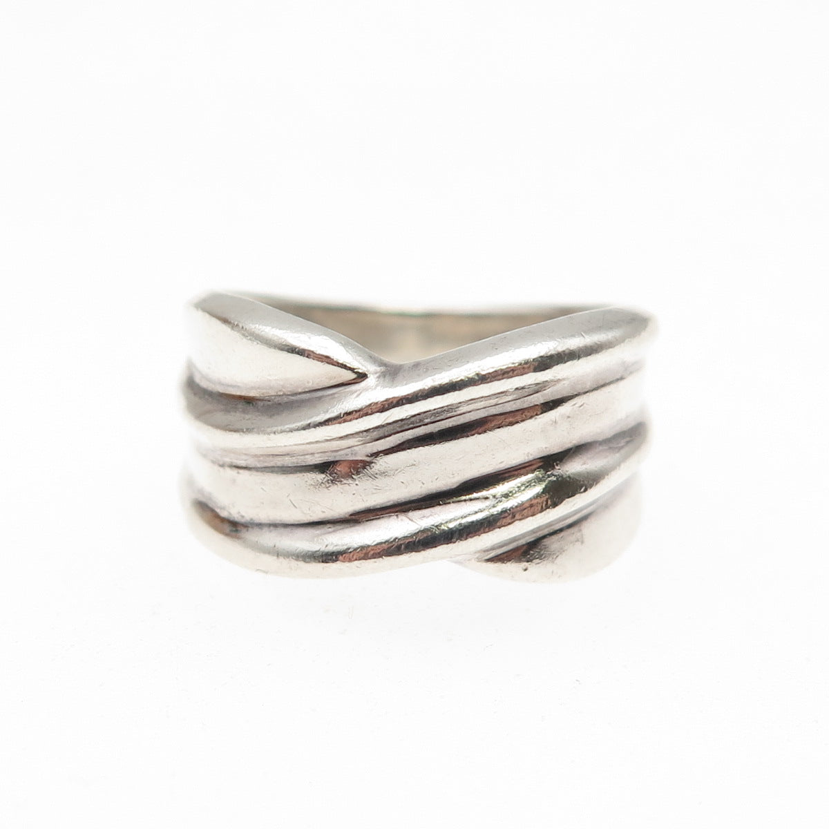 925 Sterling Silver Vintage Modernist Oxidized Ring Size 6