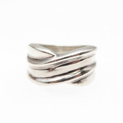 925 Sterling Silver Vintage Modernist Oxidized Ring Size 6