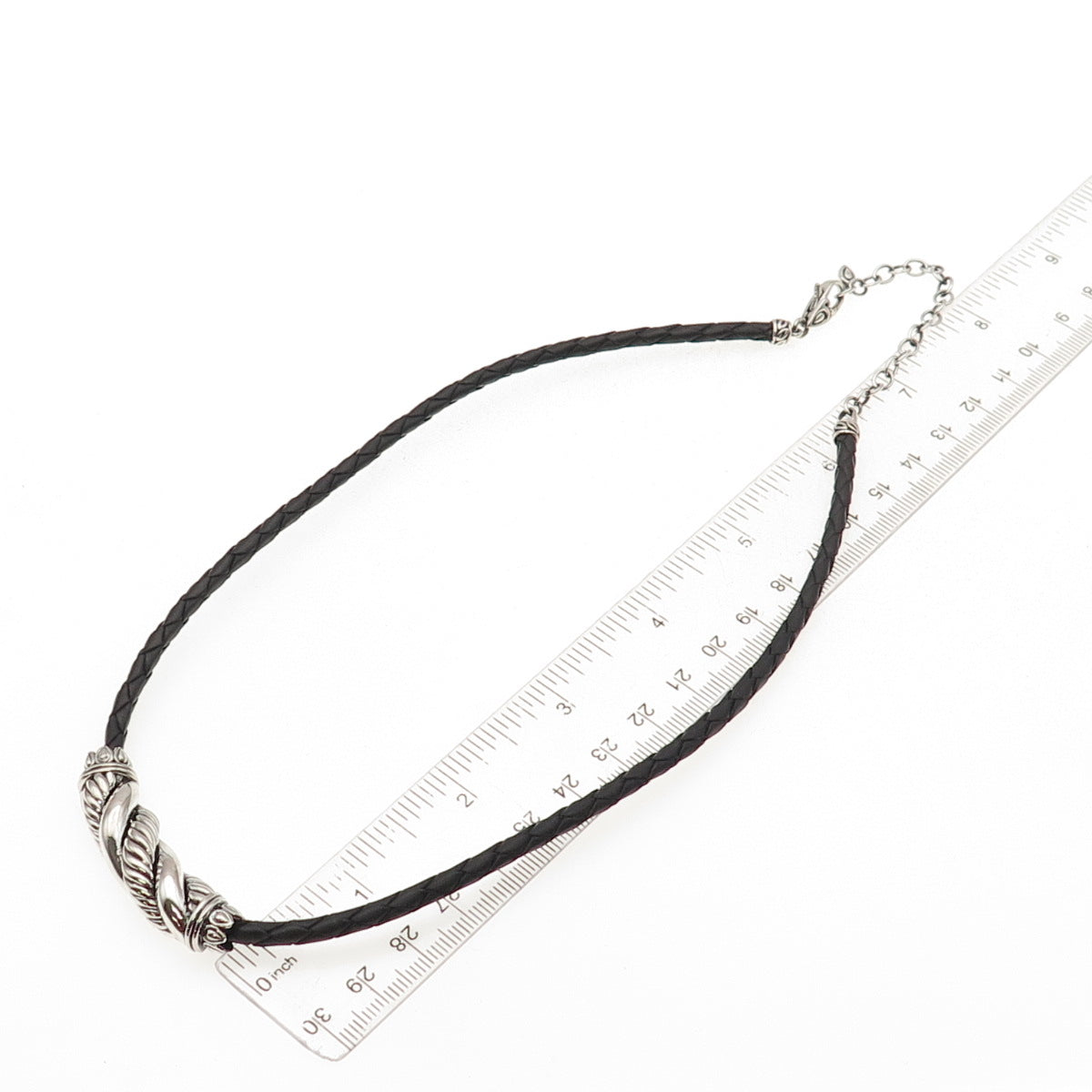JAI by John Hardy Sterling Silver Leather Cord Twisted Pendant Necklace 16-18"