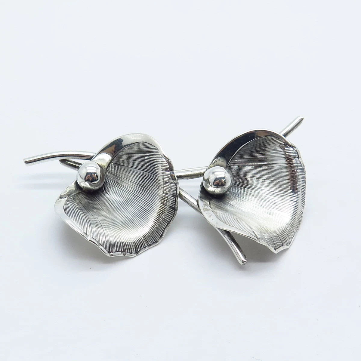 925 Sterling Silver Vintage Beau Calla Lily Floral Pin Brooch