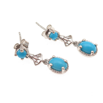 Chuck Clemency Sterling Silver Real Sleeping Beauty Turquoise Dangle Earrings